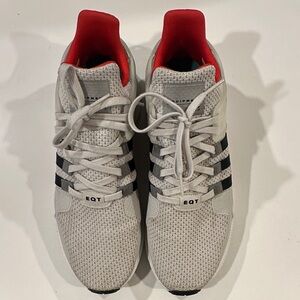 Adidas Men's ADV White and Black Sneakers with Red Accents